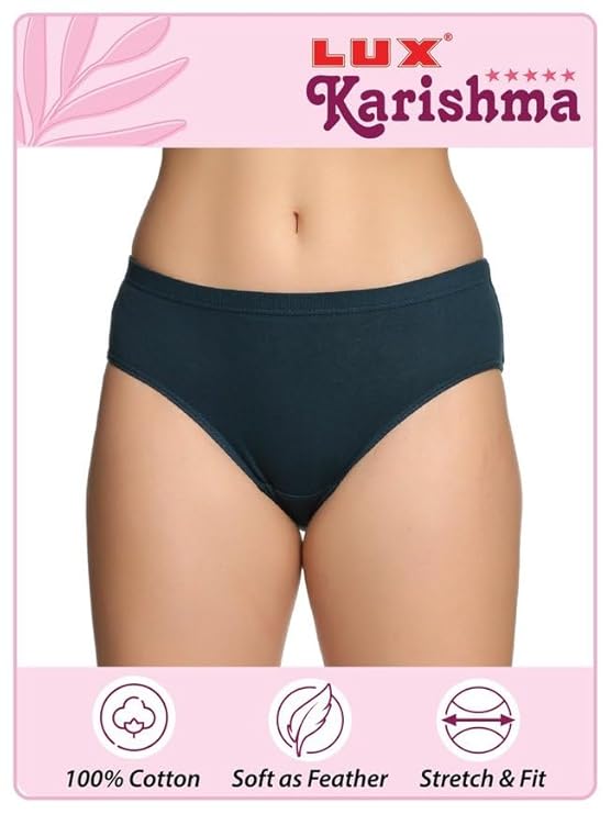 Women’s 100% Pure Cotton Hipster Panties Pack of 5 – Soft, Breathable, Skin-Friendly Everyday Comfort (Assorted Colors & Prints)